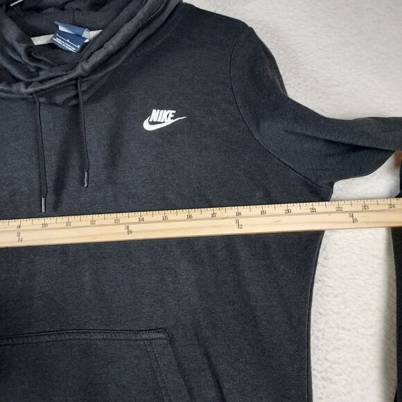 Nike Women’s Funnel Neck Hoodie Large Black Pullover Sweatshirt Soft Fleece - Picture 8 of 12
